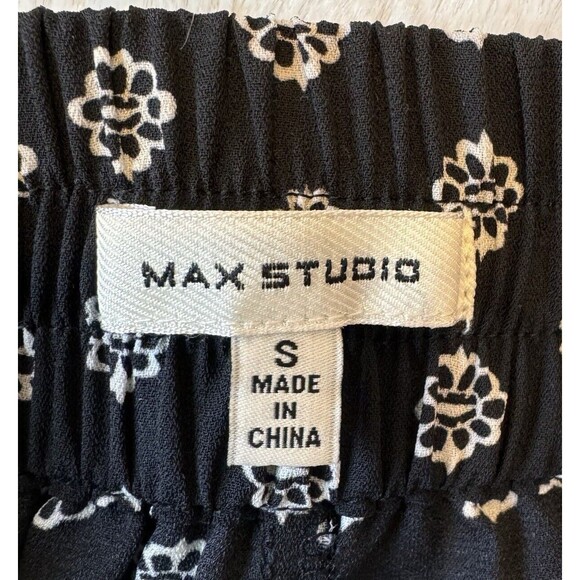 Max Studio Pants Womens Small Black White Patterned Wide Leg Boho Comfort - Picture 10 of 10